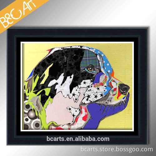 Hand painted canvas stretched Border Collie dog painting